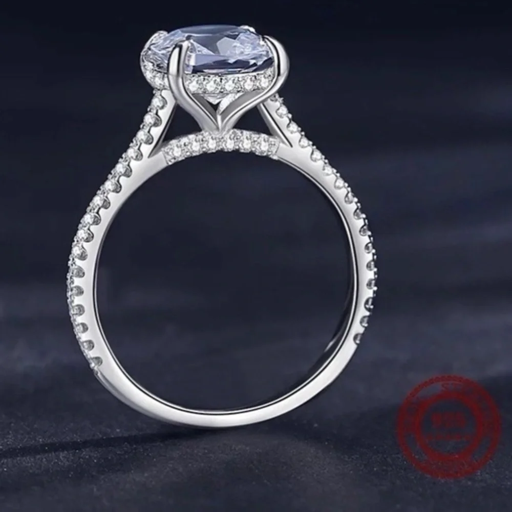 925 Sterling Silver Princess Square Dazzling 5A Zirconia Ring
